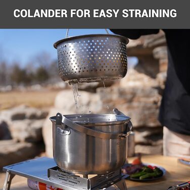 Набір посуду для кемпінгу KingCamp: нержавіюча сталь 304, для багаття, котелень, каструль, сковорода та чайник з сумкою, для кемпінгу, відпочинку на природі, кухні, приготування їжі, пікніків на 4-6 осіб, срібний набір посуду