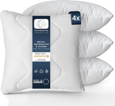Подушки для дивану MOON Feeling 4 шт, 60x60 см, стьобані, наповнені, із застібкою-блискавкою, особливо щільні, пральні при 95°C, внутрішні подушки для дивану та ліжка