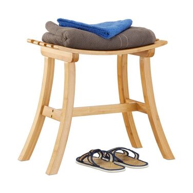 Relaxdays Curved Bamboo Stool