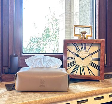 Genuine Leather Cosmetic Tissue Box, Handcrafted, Made in Italy, Perfect for Living Room, Bathroom, Kitchens, and Office/Practice (Gray)