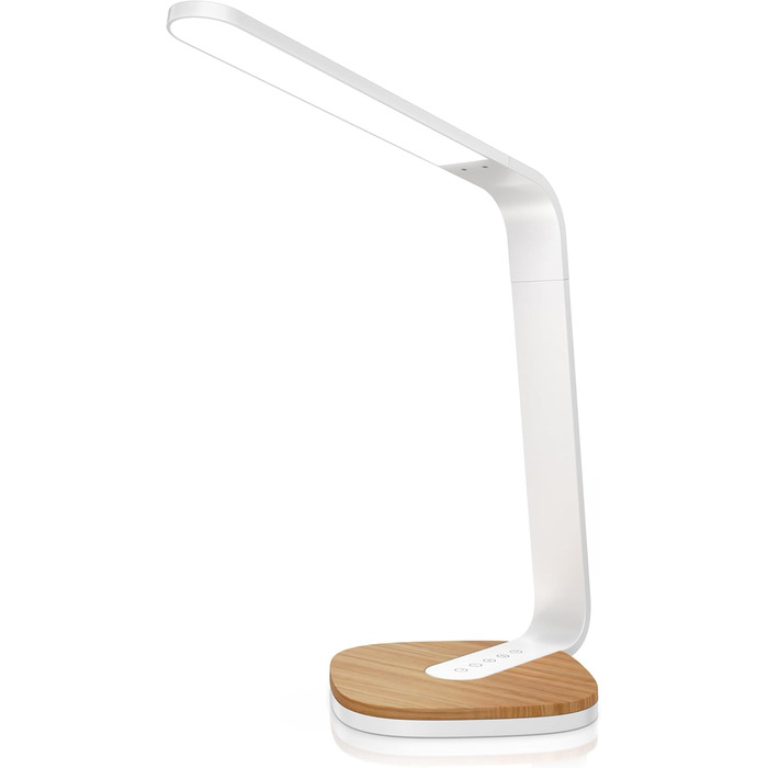 LED лампа настільна Brandson з деревом, регульована яскравість, 5 рівнів, 3 температури світла, для очей, 450 люмен, сенсорне управління, для офісу, читання, навчання, біла