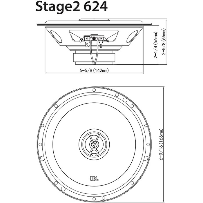 JBL Stage2 624 автомобільні 2-смугові динаміки Harman Kardon, 240 Вт, комплект колонок 16-17 см