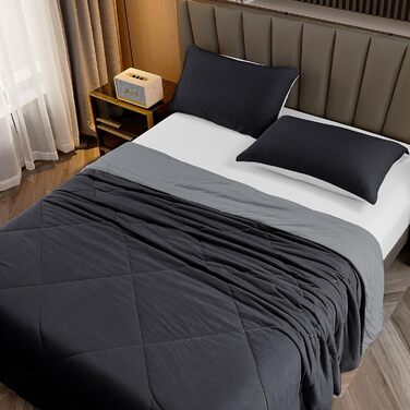 HOMFINE Cooling Blanket Double-Sided Cooling Blanket - Lightweight Cooling Blanket for People Q-Max > 0.4 Cooling Summer Blanket Self-Cooling Blanket Summer Blanket Cooling Blanket for Bed, Black, 150 x 230 cm