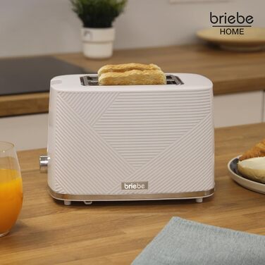 Набір для сніданку Briebe Elegance: тостер на 2 підсмажування, 7 рівнів підсмажування + чайник 1,7 л, 2200 Вт, BPA-free, сучасний дизайн (білий)