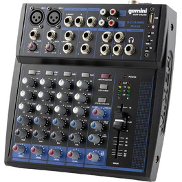 Мікшерний пульт Gemini GEM 08 USB, Bluetooth, 8 каналів, фантомне живлення, USB медіаплеєр, для стрімінгу