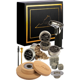 Набір для копчення віскі: коктейлі, бурбон, сир, м'ясо. З факелом та рецептами. 4 смаки, без бутану