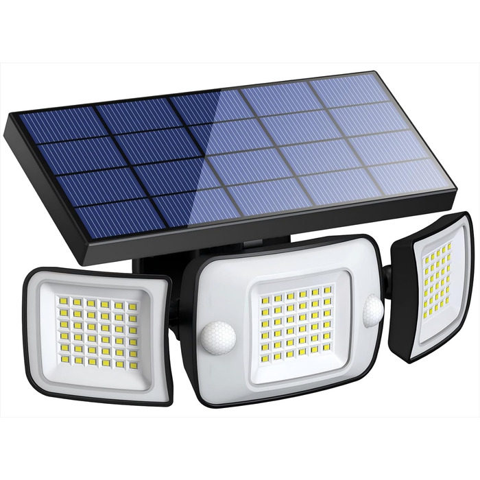 INTELAMP Solar Lights for Outdoors with Motion Sensor, 6000 mAh Outdoor Solar Lights 108 LED Solar Lamp Outdoor Ideal for Patio, Porch, Garage, Yard, Streets, IP65 Waterproof