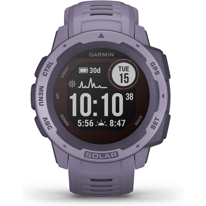 Garmin Instinct - водонепроникний GPS-годинник зі спортивними та фітнес-функціями. Вимірювання частоти серцевих скорочень на зап'ясті, фітнес-трекер та сповіщення зі смартфона. Різні моделі (Instinct Solar, Lila)