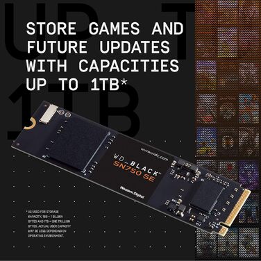 SSD WD_BLACK SN750 SE 1TB M.2 NVMe PCIe Gen4 – ігровий накопичувач, 3600 МБ/с