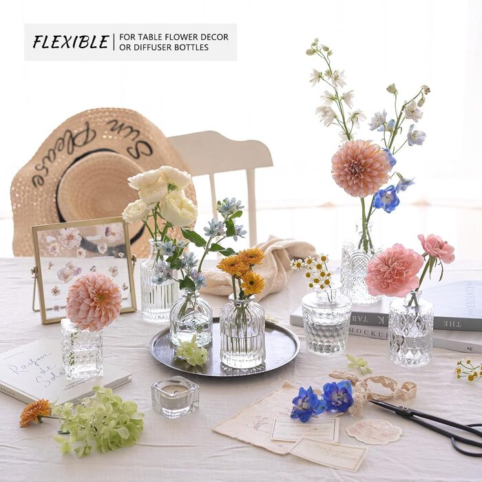 Набір ваз Knospenvasen (12 шт.) - міні вази для квітів, декор для весілля та дому (прозорі)