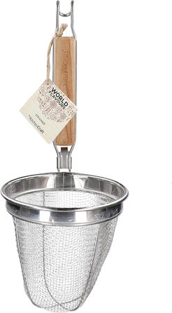 Ситечко кухонне KitchenCraft World of Flavours, нержавіюча сталь, з ручкою з евкаліптового дерева, 14 x 16 x 34 см