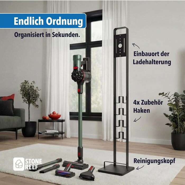 Підставка для пилососа Dyson V15, V12, Gen5, V11, V10, V8, V7 - сталева, 127 см, без свердління