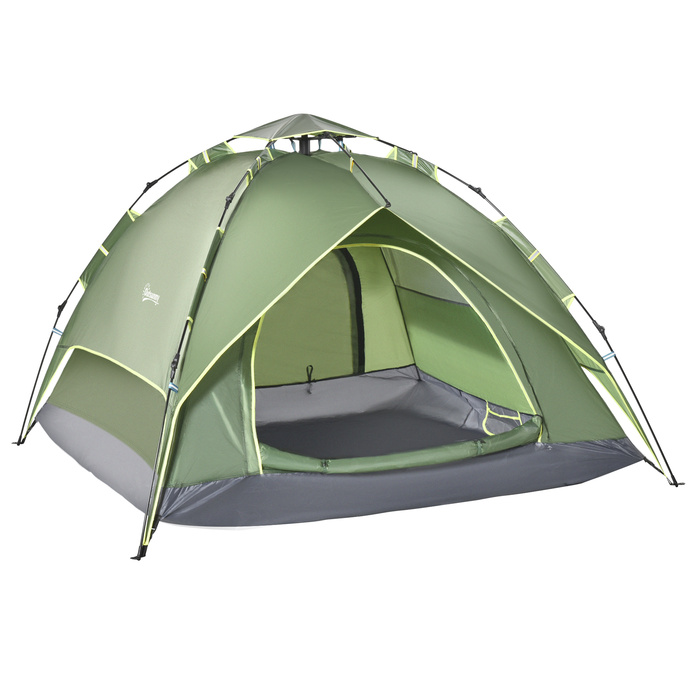 Outsunny Camping Tent Double Tent for 2 Adults + 1 Child, Waterproof, 4-Season, 210x210x140cm, ideal for outdoor adventures