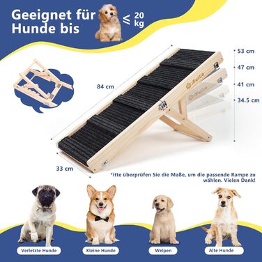 Східці для собак на ліжко та диван – щадні до суглобів, антиковзні, складні, регульовані, портативні, до 16 кг/20 кг