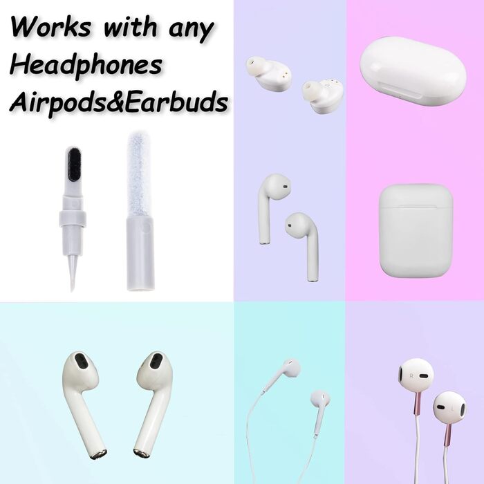 Набір для чищення електроніки Camkix 6-в-1: ключ для зняття кришок, губка для чищення, очищувач для наконечників, серветки для чищення. Підходить для клавіатур, навушників, слухових апаратів, смартфонів та ноутбуків.