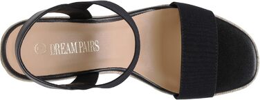 Босоніжки жіночі DREAM PAIRS на танкетці, чорні еспадрильї 39 EU