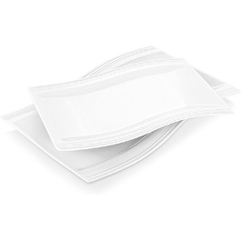 MALACASA Набір тарілок Serie Flora, 2 шт., кремово-білий порцелан, 33.7x28 см та 27.9x20.3 см
