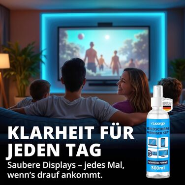 Набір для чищення екранів LICARGO 300 мл: без розводів, з мікрофіброю - для TV, моніторів, ноутбуків, планшетів та телефонів