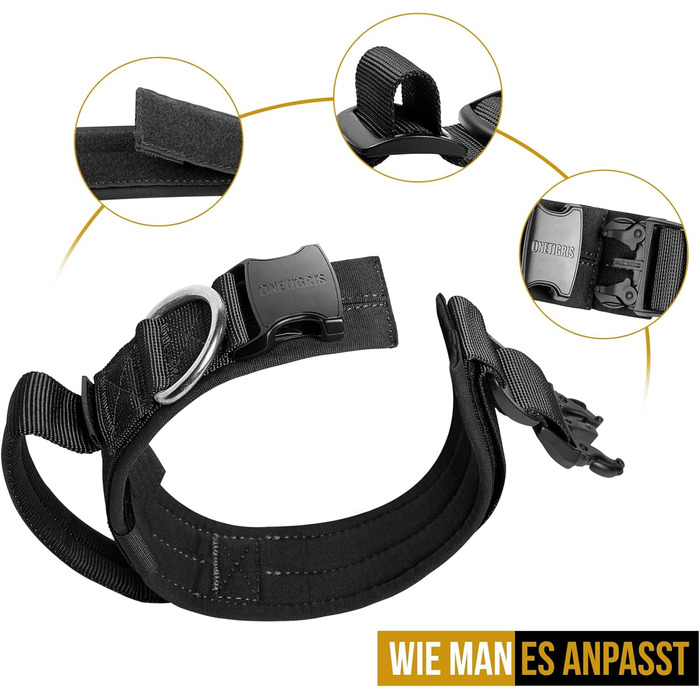 Нашийник для собак OneTigris з металевою застібкою Ranger Green (S, Чорний)