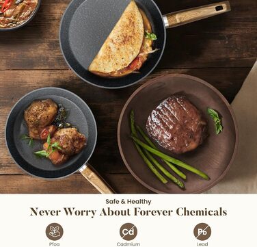 Набір посуду Kitchen Academy індукційний 10 предметів, гранітне антипригарне покриття, товстостінний, без PFOA/PFAS