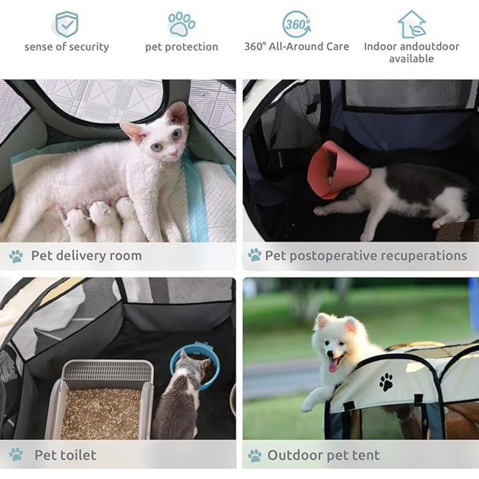 Складаний вольєр для цуценят та котів, вольєр для собак у квартиру, 73 x 73 x 43 см