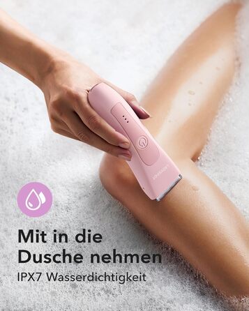 Електричний жіночий депілятор для інтимної зони з 3 захисними насадками та змінними керамічними лезами, тример для жінок (рожевий)