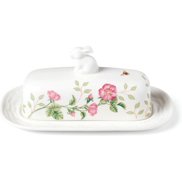 Lenox 7907223 Butter dish with bunny design, porcelain, multicolored