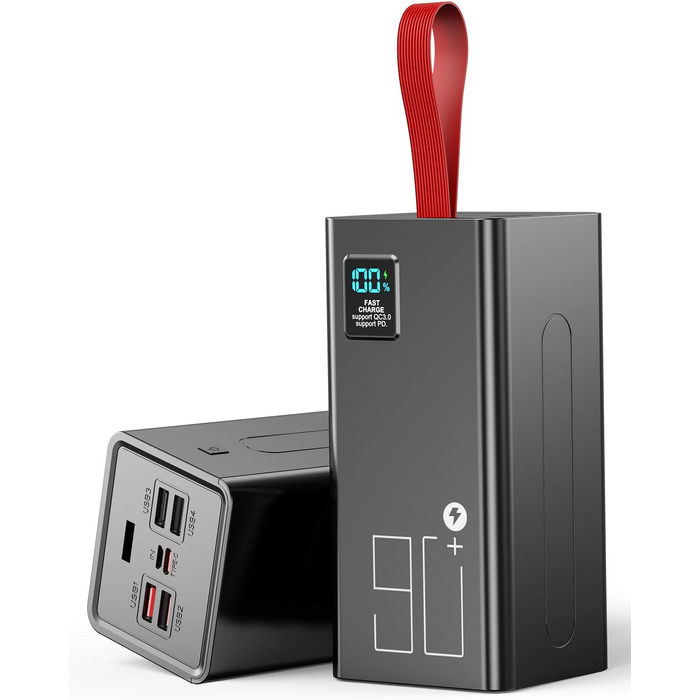 Пауербанк Upgrade 70000 мАг з LED дисплеєм, швидка зарядка 30W PD, 5 виходів USB, 2 входи USB-C, портативний зарядний пристрій для iPhone, кемпінгу