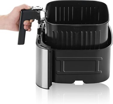 Аерофритюрниця Retoo 6.5л 1800Вт, 10 програм, до 200°C, з цифровим керуванням, нержавіюча сталь (чорний/срібний)