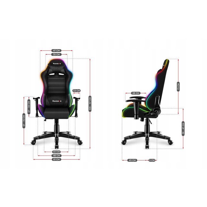 Ігрове крісло Huzaro Ranger 6.0 RGB, сітка, чорне