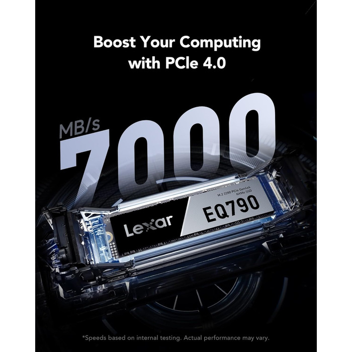 Lexar EQ790 2TB SSD M.2 PCIe Gen4x4 NVMe 1.4 - Внутрішній SSD для PS5 та ПК, 7000 МБ/с (читання), 5000 МБ/с (запис)