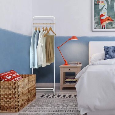 Stable Clothes Rack Coat Stand Slim Coat Rack Metal Coat Rack for Bedroom L16xB16x55 Inches, White…