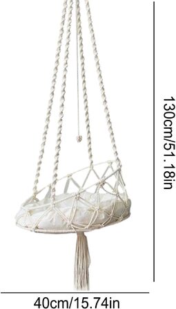 Крісло-гойдалка для кота, гамак-гойдалка Boho з макраме, ліжко для кота з гачком та знімним подушкою для саду, тераси, балкону, вітальні
