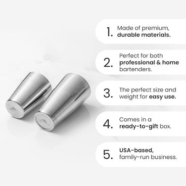 Top Shelf Bar Supply Stainless Steel Boston Shaker: 2-Piece Set: Professional Bartender Cocktail Shaker 18 oz and 28 oz Stainless Steel