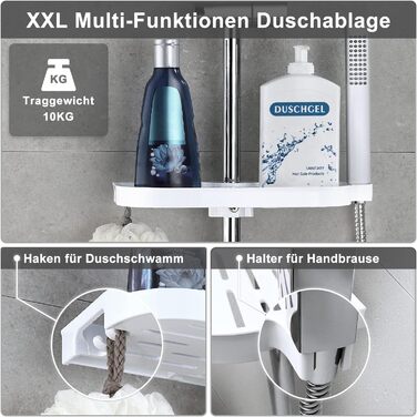 Görbach Rain Shower System with Shelf, Shower Set without Shower Faucet, Chrome (20x20cm)