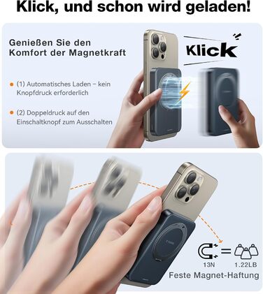 TORRAS MiniMag Qi2 Powerbank 10000mAh: магнітичний повербанк з підтримкою MagSafe, 30W USB-C, 15W бездротова зарядка для iPhone 12-17, AirPods, сірий титан