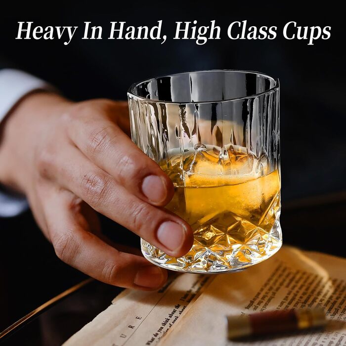 Набір склянок для віскі (6 шт.), 300 мл, кришталь, для віскі, бурбону, бренді, рому, коктейлів, дім, бар, вечірка