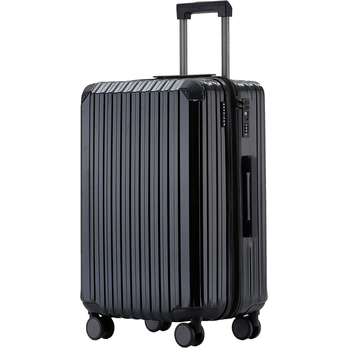 Чорний великий валіза на 4 колесах з TSA-замком, телескопічним ручками та жорстким корпусом, 76 см