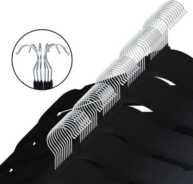 Вішалки для одягу SVITA: Набір 50 шт. для костюмів та суконь, чорні, з оксамитовим покриттям, економія місця, антиковзаючі