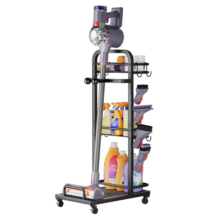 Підставка для пилососа, металева, настінна/підлогова, з коробкою для зберігання, сумісна з Dyson Gen5 V15s V15 V12 Slim V11 V10 V8 V7 V6 та аксесуарами