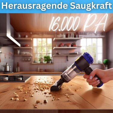 Steinborg® Акумуляторний ручний пилосос 7-в-1 з турбо-режимом 16000Pa, для дому, авто та тварин, з LED підсвіткою та 7 насадками