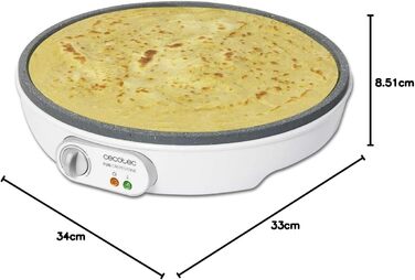 Млинниця Cecotec Crepe Fun CrepeStone Twin 1200 Вт, антипригарна поверхня з екологічного каменю, реверсивна плита для приготування млинців або 4 панкейків, 1000 Вт, Rockstone