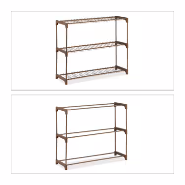 Relaxdays Brown Flower Shelf Metal 3 Tiers