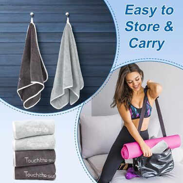 Hopton Набір з 4 рушників для фітнесу, 35 x 75 см. Швидковисихаючі рушники для спортзалу, мікрофібра, 4 кольори. Підходять для плавання, йоги та фітнесу.