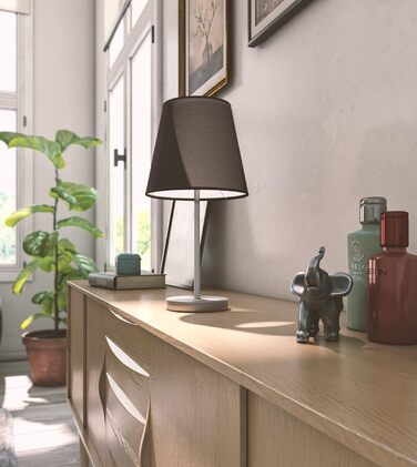 WOFI Настільна лампа Cesena 1-лампова, чорна, 14 x 14 x 32 см, тканинний абажур, 832401100000