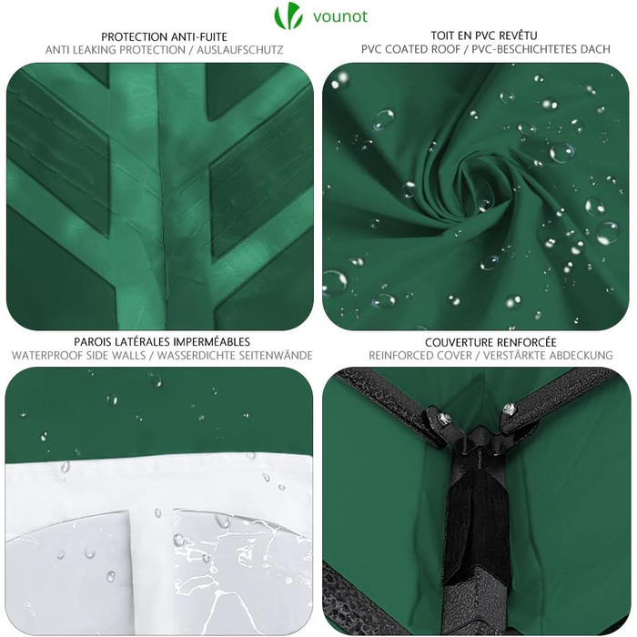 VOUNOT Gazebo 3x3m Waterproof Stable Winterproof, Pop Up Folding Gazebo with 4 Side Walls and 4 Sandbags, Party Gazebo Folding Garden Tent Party Tent, (Green)
