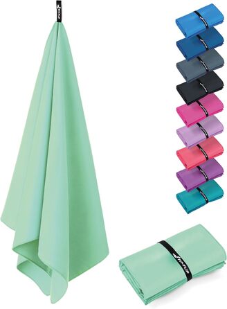 Рушники Fit-Flip з мікрофібри - компактні та легкі. Швидковисихаючі рушники з мікрофібри для подорожей, спорту, пляжу. Великий рушник для душу. Фітнес, спорт, плавання. 50x30см, 80x40см, 1 шт. (М'ята води)