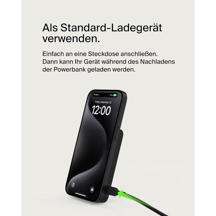 Belkin BoostCharge Pro Powerbank 5000mAh з Qi2 та MagSafe, чорний. Портативний зарядний пристрій з вбудованим підсвіткою, сумісний з iPhone 17, iPhone Air, iPhone 16, 15, 14, Pixel та ін.