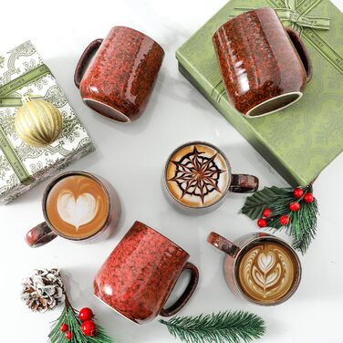 Набір кавових чашок Hasense, темно-сірий, 4 шт, 340 мл, з великою ручкою, для кави, чаю, молока та гарячого шоколаду, легко миються, підходять для мийки та мікрохвильової печі