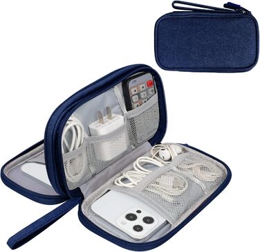 Органайзер для кабелів Simpolor: подвійний шар, для подорожей, USB, Powerbank, SD-картки (Блакитний)